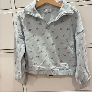 Cotton On Kids Sweater - Light Blue with Brown Floral